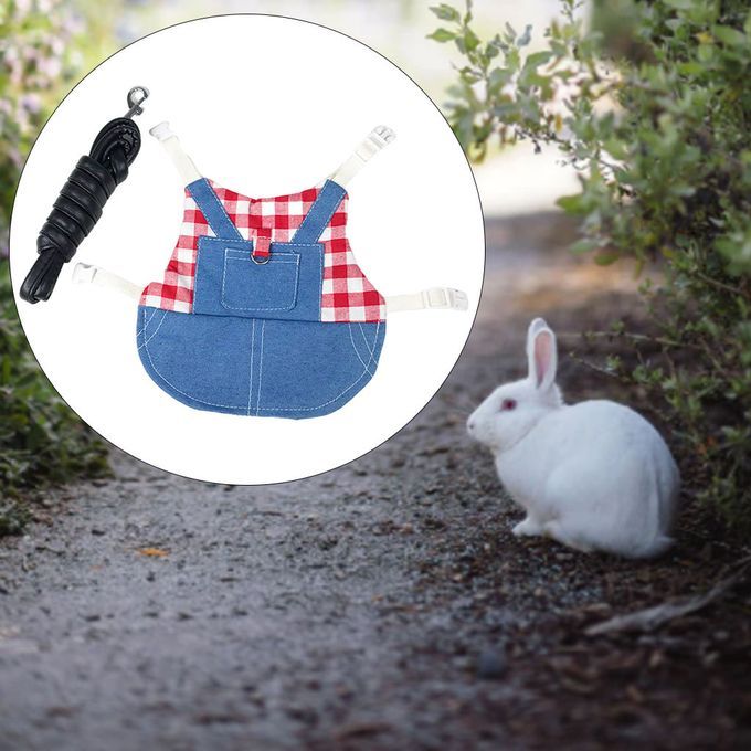 Rabbit Vest Harness Breathable Adjustable Clothes For Kitten M Red