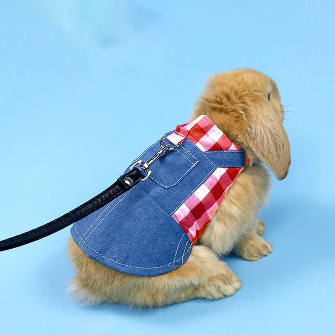 Rabbit Vest Harness Breathable Adjustable Clothes For Kitten M Red