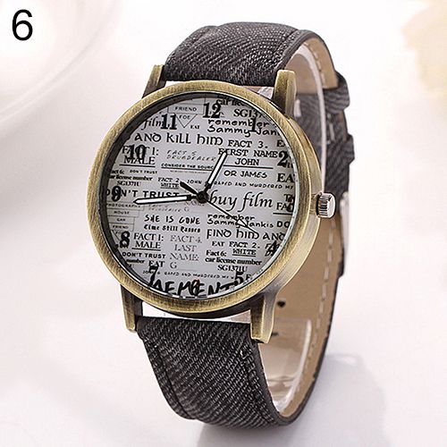 Men Women Fashion Graffiti Retro Cowboy Fabric Analog-Black