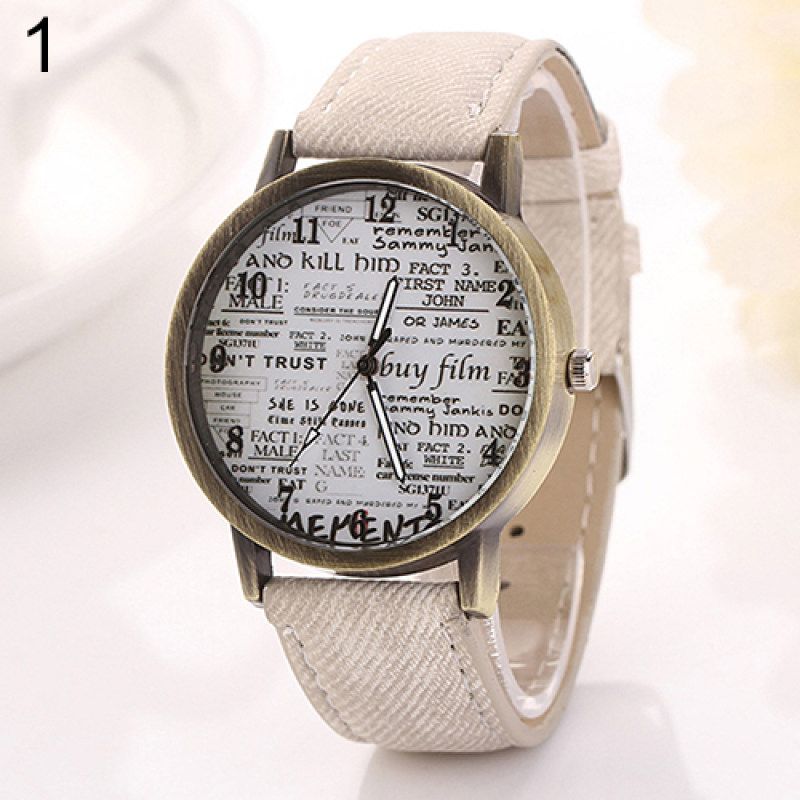 Men Women Fashion Graffiti Retro Cowboy Fabric Analog-Black