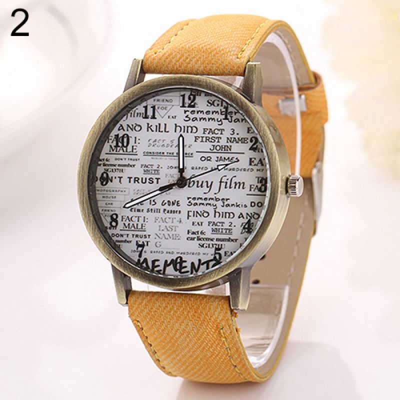 Men Women Fashion Graffiti Retro Cowboy Fabric Analog-Black