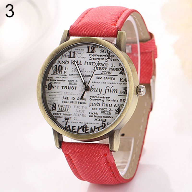 Men Women Fashion Graffiti Retro Cowboy Fabric Analog-Black