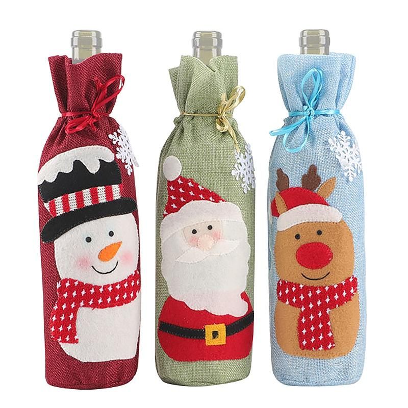 3 Pcs Wine Bottle Cover Christmas Decoration for Home Table