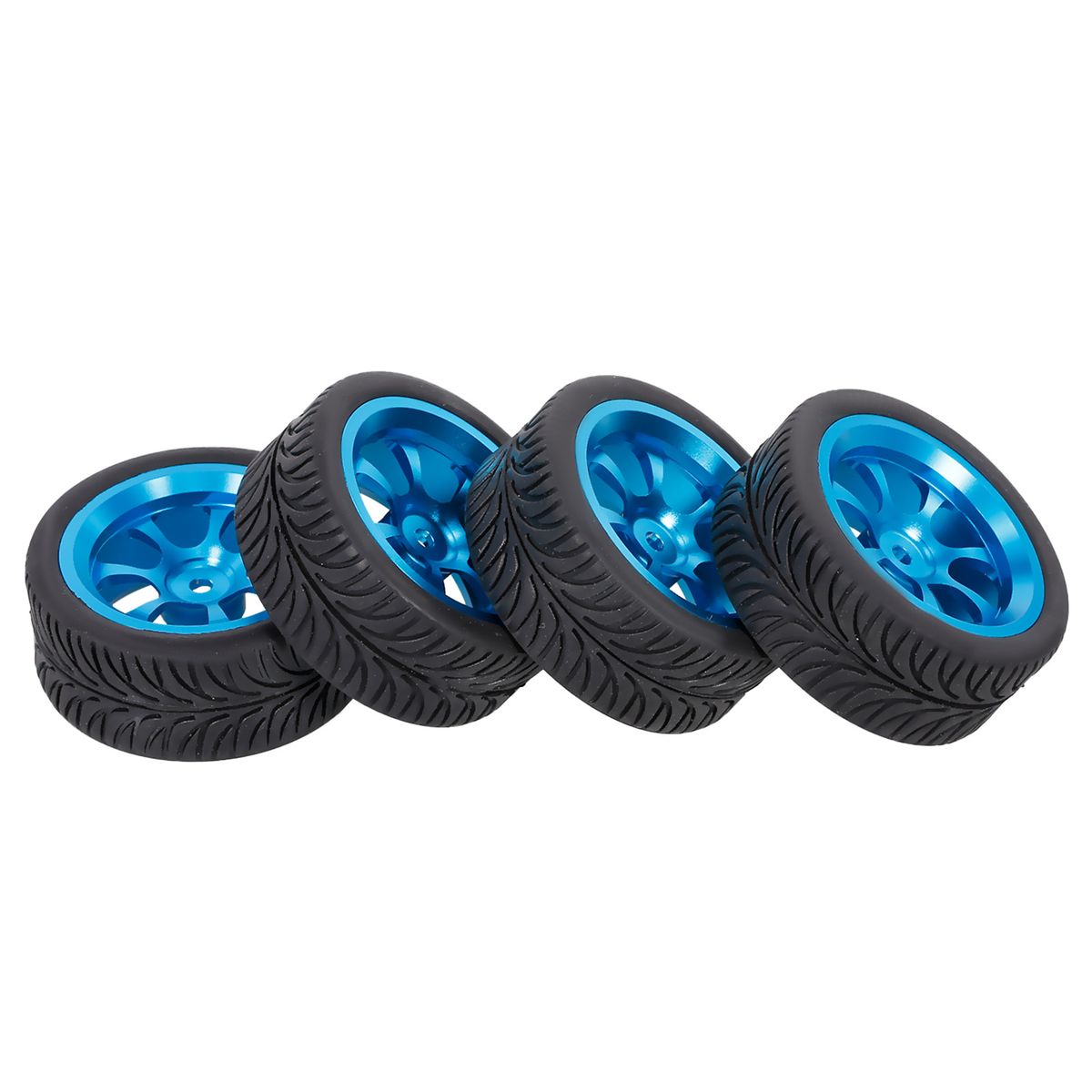 4pcs 65mm Rubber Tyre Metal Wheel Rims  High Grip Rubber