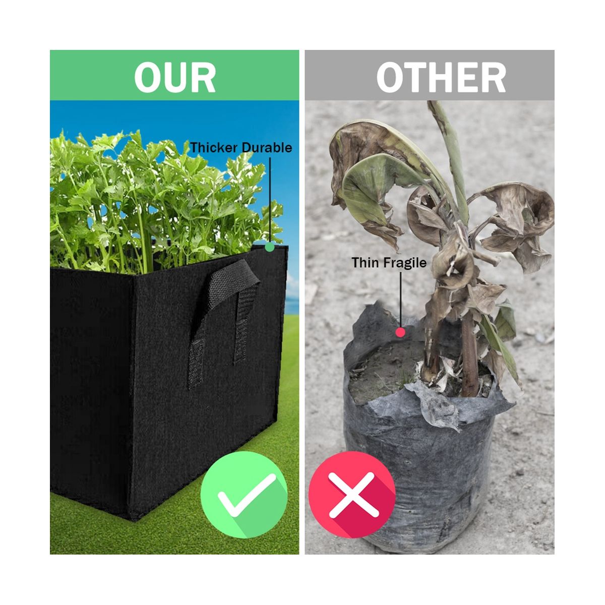 4PCS Fabric Plant Pot Grow Bags Vegetable Tomato Strawberry Growing Planter Rectangle Garden Potato Planting Pots A