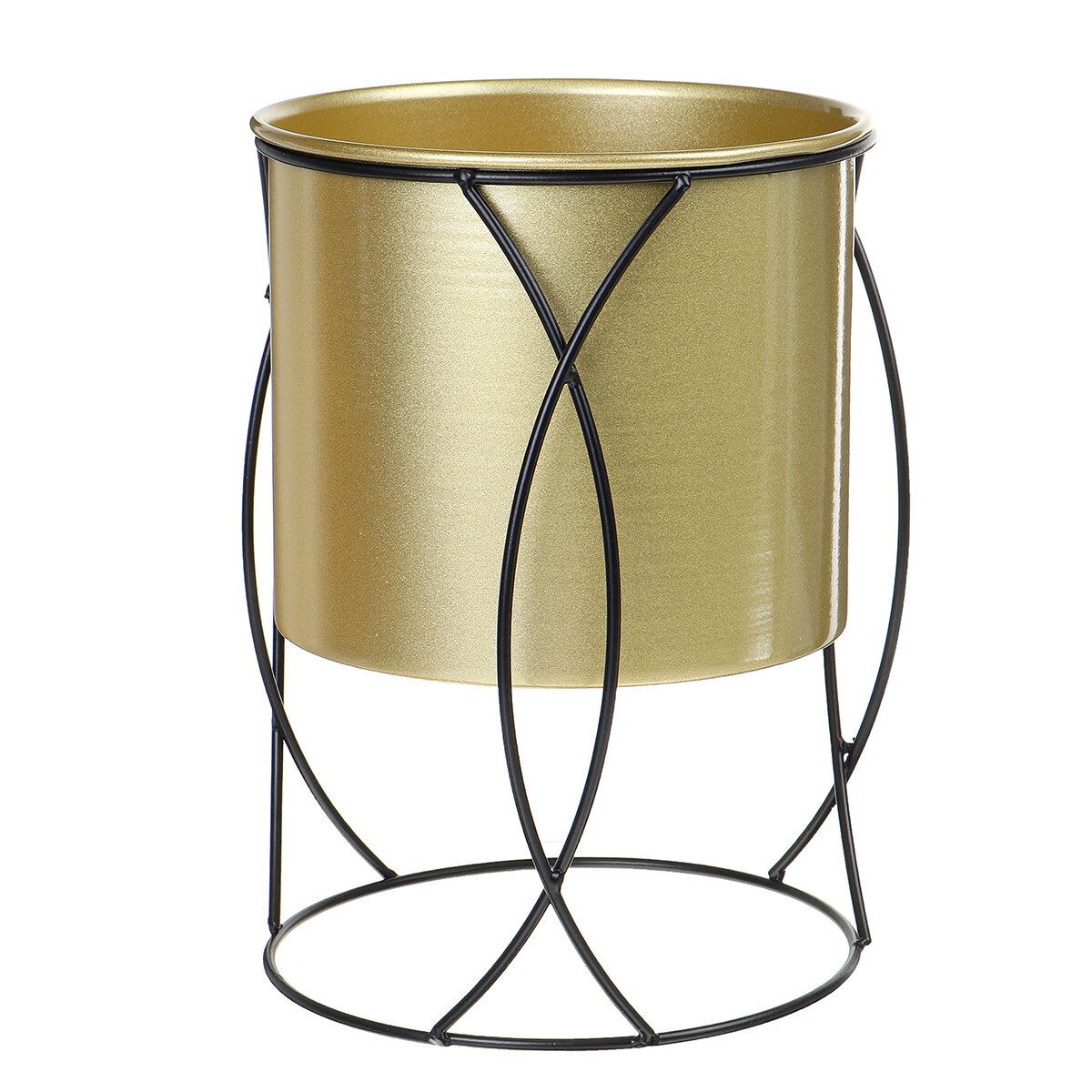 Large Copper Metal Aluminium House Plant Flower Pot Display Stand Planter Holder 18x18x26cm -- Gold / White / Blue Gold