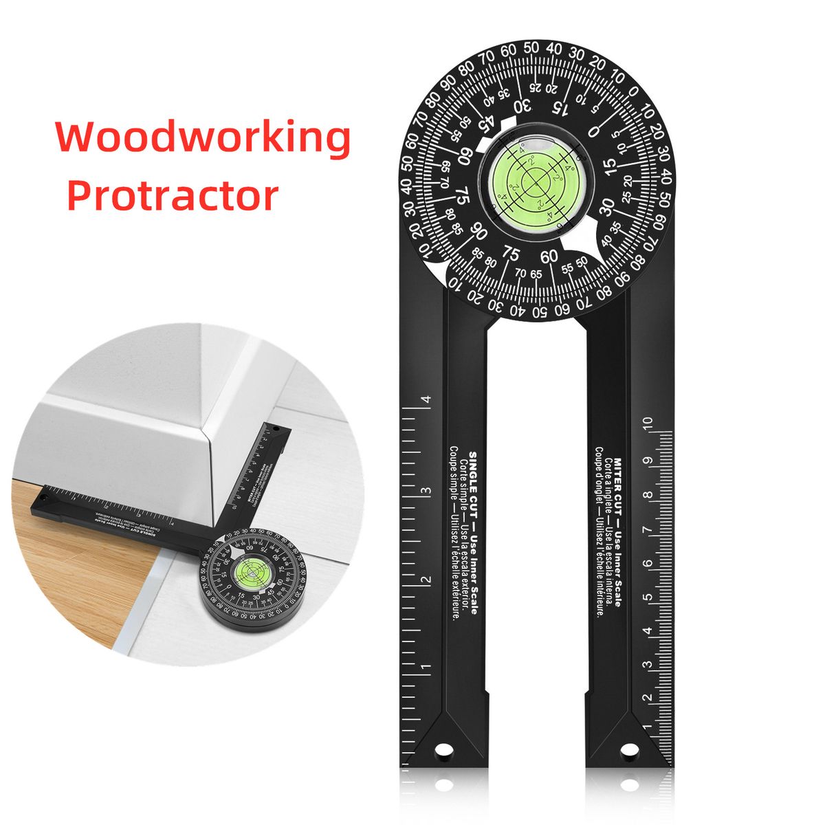 Mitre Protractor Woodworking ABS Angle Finder Level Meter