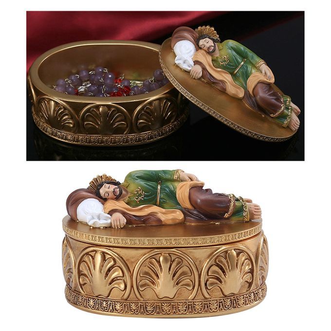 St Joseph Sleeping Statue Religious Gift Figurine Small Jewelry Box