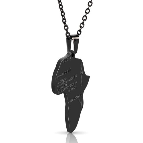 African Map Hip Pop Pendant - Black