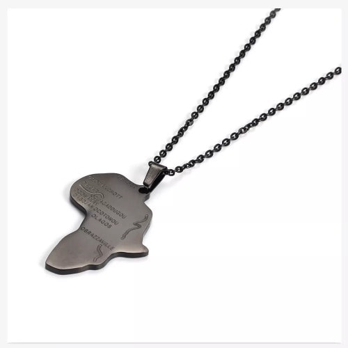 African Map Hip Pop Pendant - Black