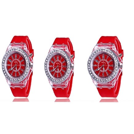 LED Light Blinking Rhinestones Wrist Watch