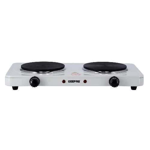 Geepas White Double Hotplate - Stainless Steel - 2000W - UK