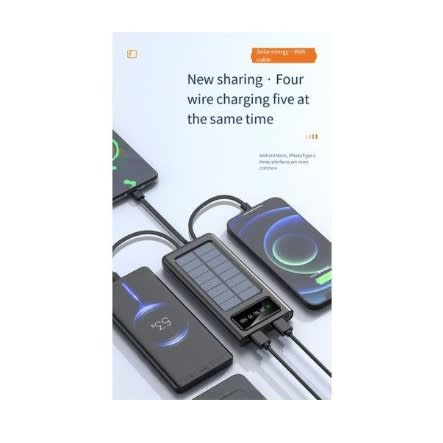 Flash Charging Waterproof Solar Power Bank With Cables - 20000mAh