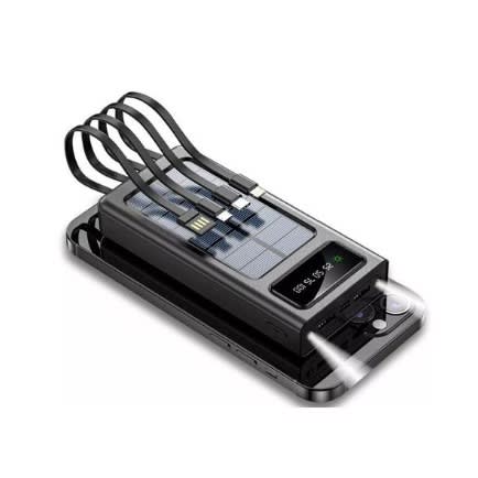 Flash Charging Waterproof Solar Power Bank With Cables - 20000mAh