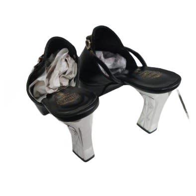 Xang Ladies Leather Sole Porxang Slippers - Ring Logo - Black
