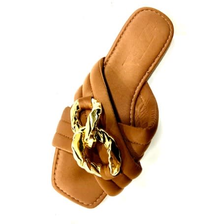 Women’s Criss Cross Drab Ornament Slippers - Brown