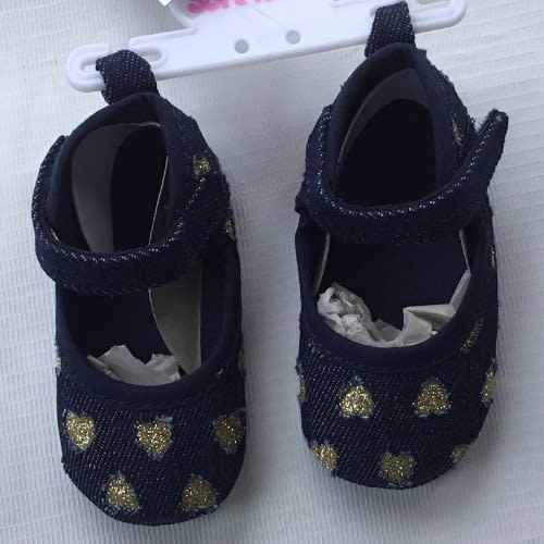 Soft Bottom Baby Shoes- Gold Appliques