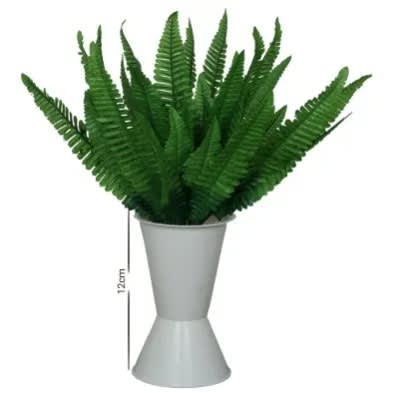 Palm Flowers With White Plastic Standing Vase