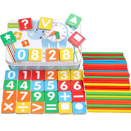 Children Preschool Math And Arithmetic Early Teaching Aids In Magnetic Metal Box