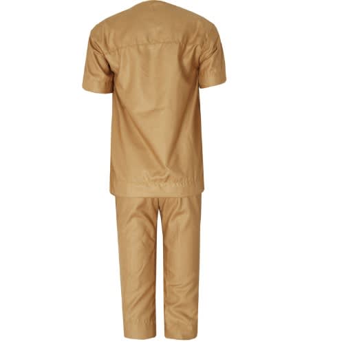 Boys Senator Traditional Wear Carton Brown With Chocolate Brown Embroidery