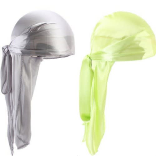 2 In 1 Silky Durags(Grey & Lime green)