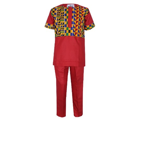 Senator Traditional Wear With Kente Details -  Red
