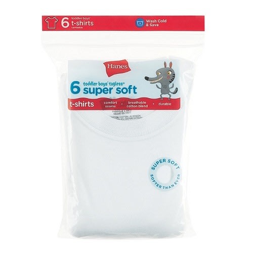 Toddler Boy's Plain White Crewneck T Shirt - 6 Packs