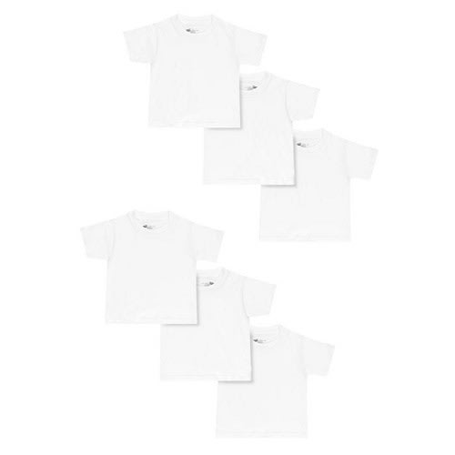 Toddler Boy's Plain White Crewneck T Shirt - 6 Packs