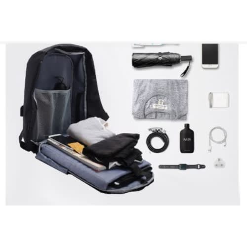 Anti Theft & Water-resistant Travel & LaptopBackpack With USB Charging Port - Black