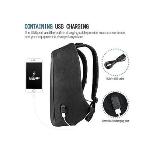 Anti Theft & Water-resistant Travel & LaptopBackpack With USB Charging Port - Black