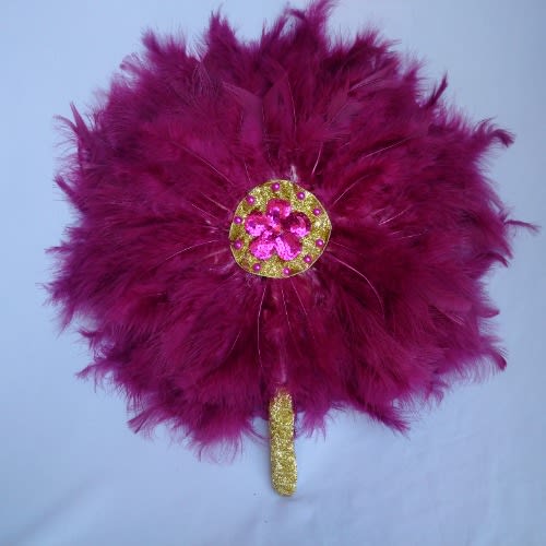 Magenta With Gold Details Bridal Handfan