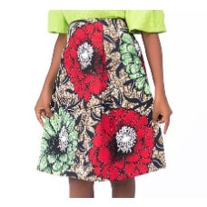 Crystal Embellished Rosy Ankara A-line Skirt With Inserted Pockets. Lsk/f28.