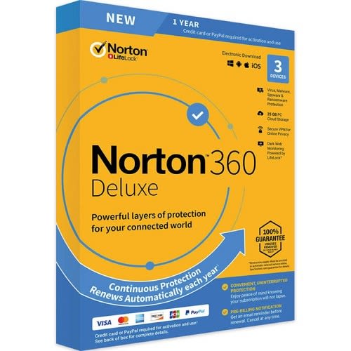 Norton 360 Deluxe - 50gb Cloud-backup - 3 Devices - 1 Year - Subscription.