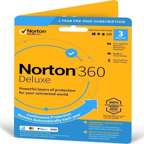 Norton 360 Deluxe - 50gb Cloud-backup - 3 Devices - 1 Year - Subscription.