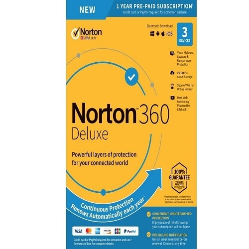 Norton 360 Deluxe - 50gb Cloud-backup - 3 Devices - 1 Year - Subscription.