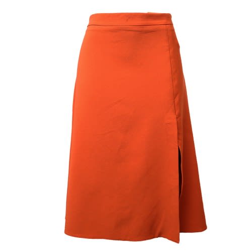 Women's Front Slid Midi Skater Skirt -Burnt Orange