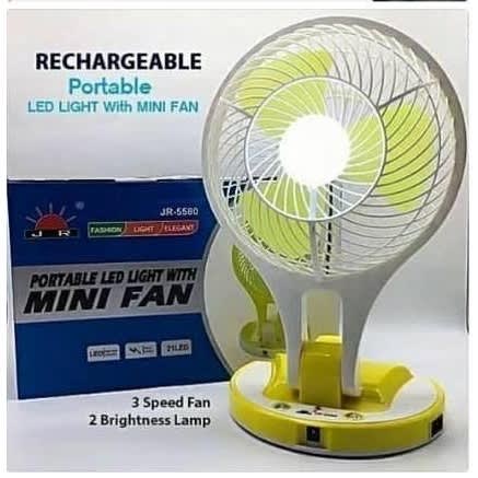 Jr-5580 Mini Rechargeable Fan With Led Light