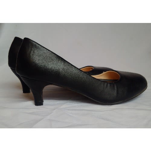 Women's Low Heel Covered Shoes -Black