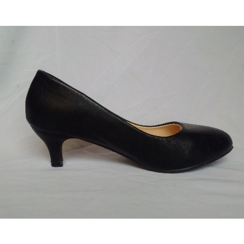 Women's Low Heel Covered Shoes -Black