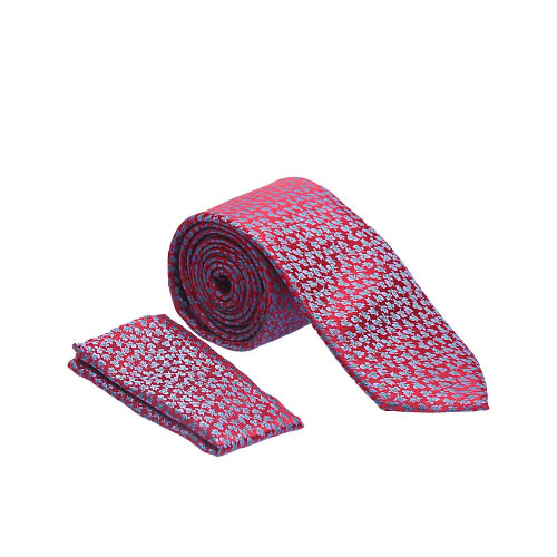 Vissioni Red & Blue Printed Flower Tie