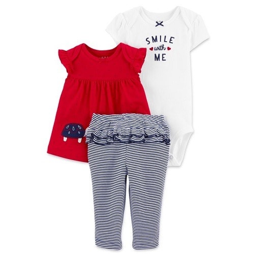 Child Of Mine Newborn Baby Girls Blouse, Bodysuit & Pant 3pc – Smile.