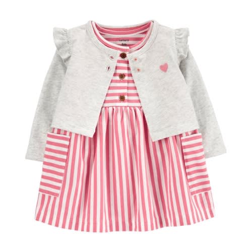 2-piece Striped Bodysuit & Cardigan - 18m