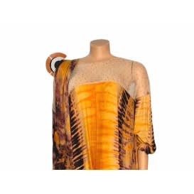 Women African Adire Bubu With Sheer Net Detail And Scarf