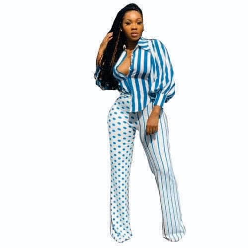 Ladies Patterned Shirt And Trouser - Multicolor