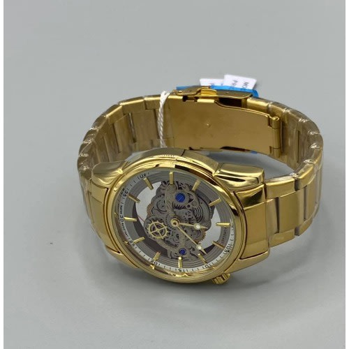 Gold Blue Men's Stylish Wrist Watch