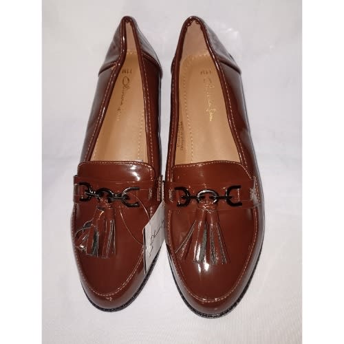 Tassel Patent Leather Female Office Loafer-brown