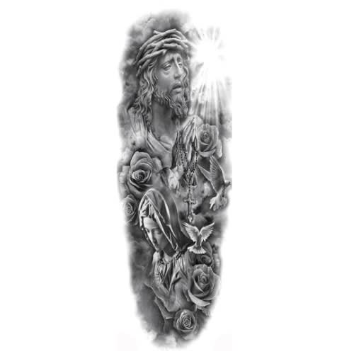 Savior Pray Full Leg Arm Temporary Tattoo Body Art Sticker
