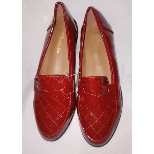 Red Patent Leather Ladies Office Loafers