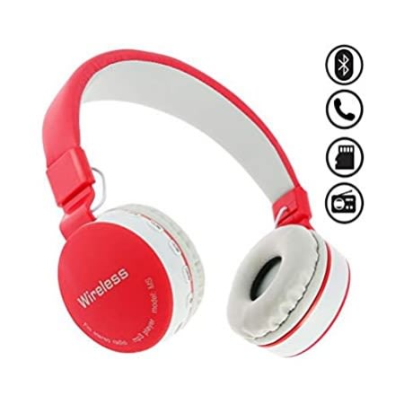 Ms-881a Wireless Bluetooth Headphone With Fm And Sd Card Slot - Red
