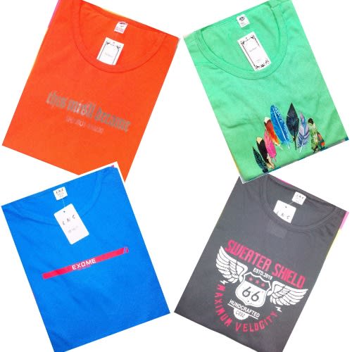 Round Neck T-shirts Print Design - 4 In 1